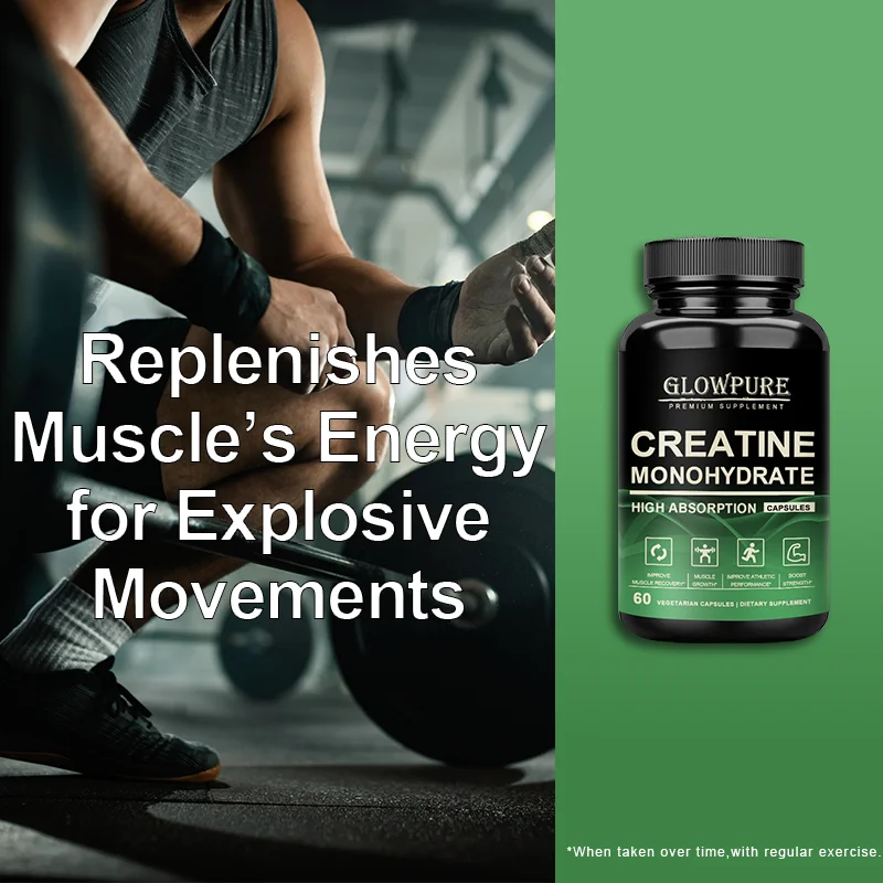 Creatine Monohydrate Capsules for Enhance Muscle Mass Strength & Performance Improvement Workout Recovery Mass Gainer