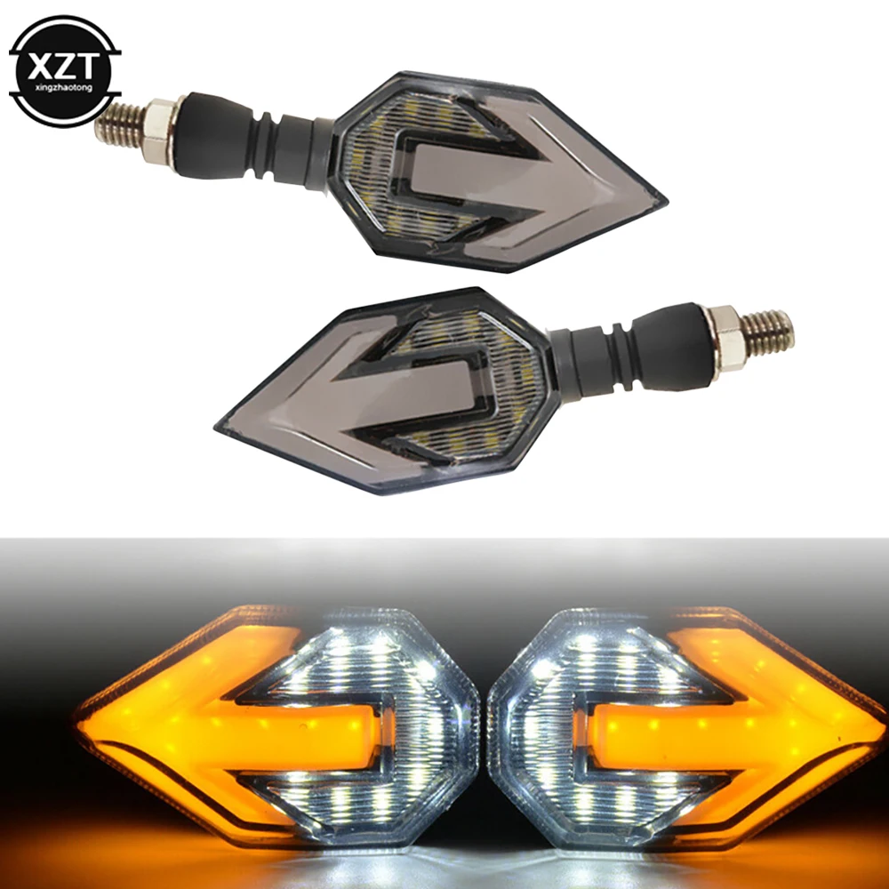 2PCS Universal Motorcycle LED Turn Light Yellow Arrow Indicator Warning Light Daylight Corner Light 12V Motorcycle Accessories