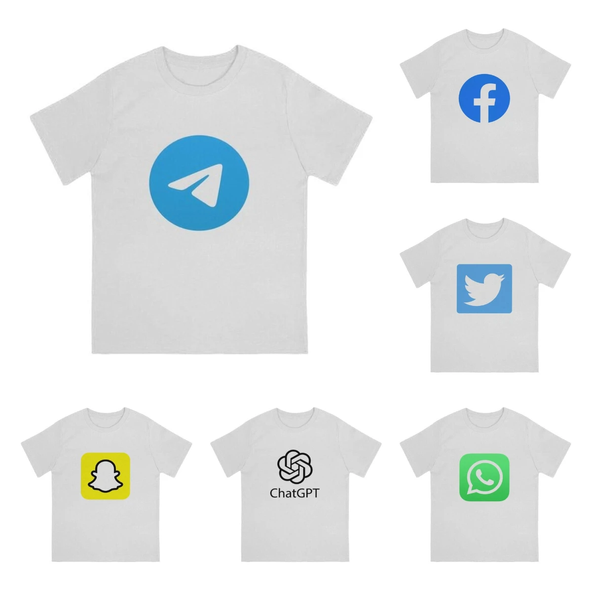 Men  Facebook ChatGpt Snapchat   Telegram  WhatsApp popular Printing graphic t shirts Men's polyester long sleeved T-shirt