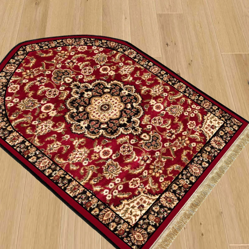 VIKAMA Persian Vintage Flower Prayer Mat Tassel Non-Slip Ethnic Style Portable Foldable Kneeling Rug Muslim Islamic Home Decor