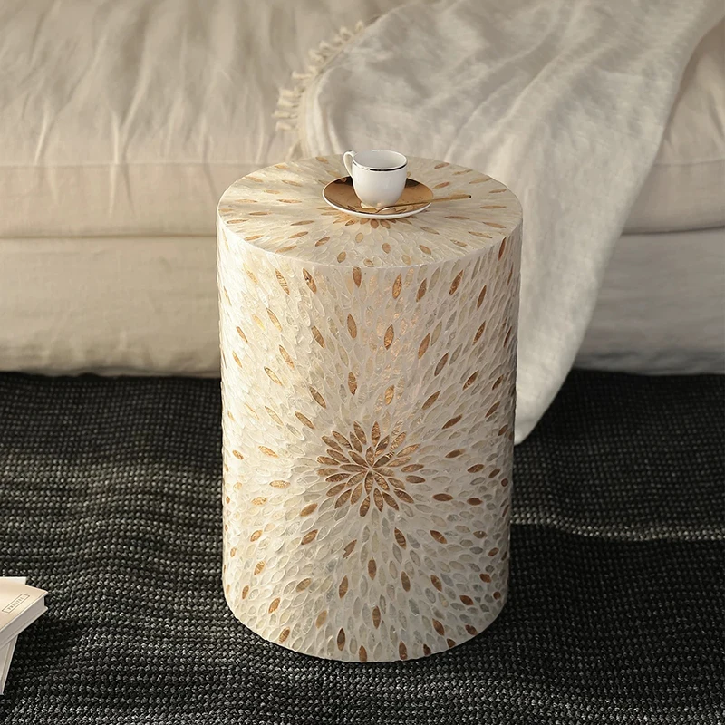 k*-Creative Shell Tea Table,Home Decor Coffee Table,Living Room Sofa Side Table,Circular Storage Desk,Nightstand,Nordic Furnitur