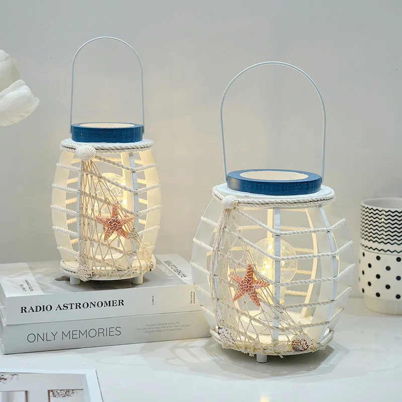 

Creative LED-Illuminated Mediterranean Ocean-Style Home Night Lantern String Display, Personalized Indoor Bedroom Decoration