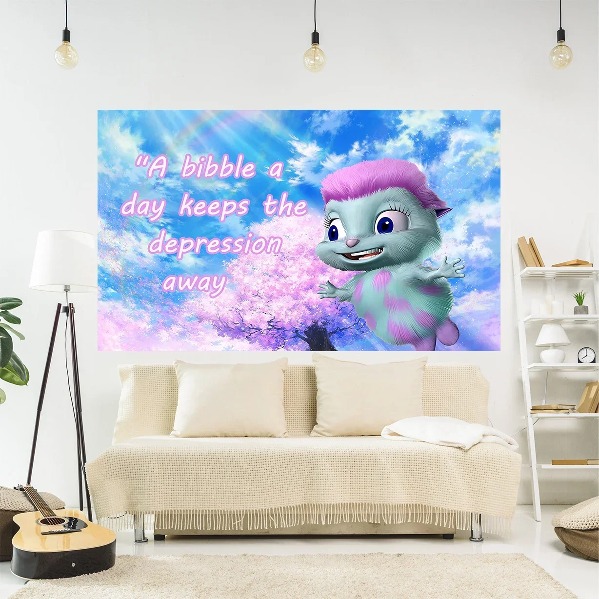 Wall Covering Bibble Meme Says Funny Pattern Tapestry Fabric Cartoon Fantasy Blanket Bedroom Decor Background Cloth Carpet Mats