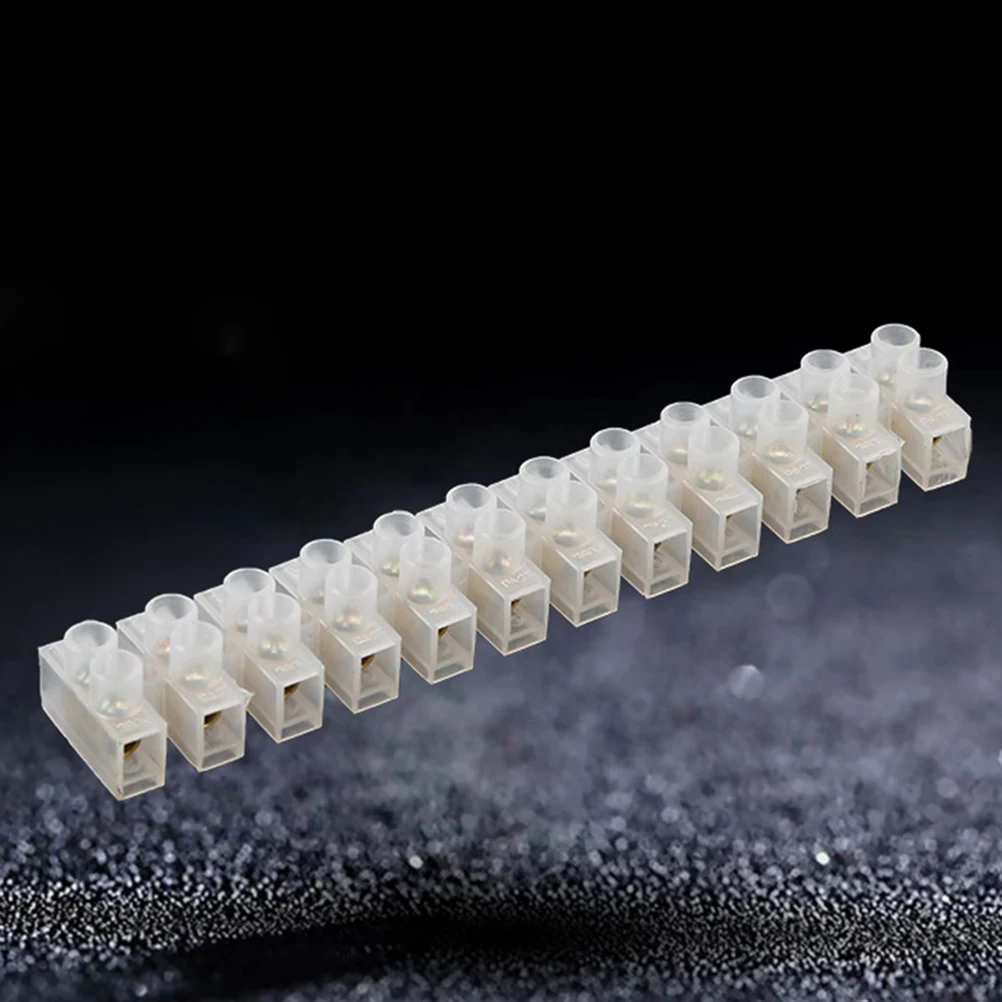 

10Pcs Screw Terminal Strip 12-Position Two Row 10A Terminal Block Transparent Electrical Wire Connector for Home Appliance