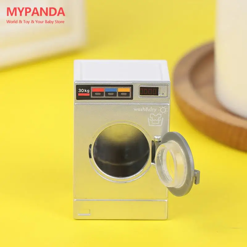 1:12 Poppenhuis Miniatuur Wasmachine Trommelwasmachine Huishoudapparaat Wasserij Model Poppenhuis Meubels Decor Speelgoed 3.3*5*2.5Cm