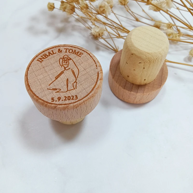 Personalized Stoppers For Wine Bottles,Wedding Supplies,Bride To Be Party Decor,Thank You Favors for Guest,Wood Bottle Stopper