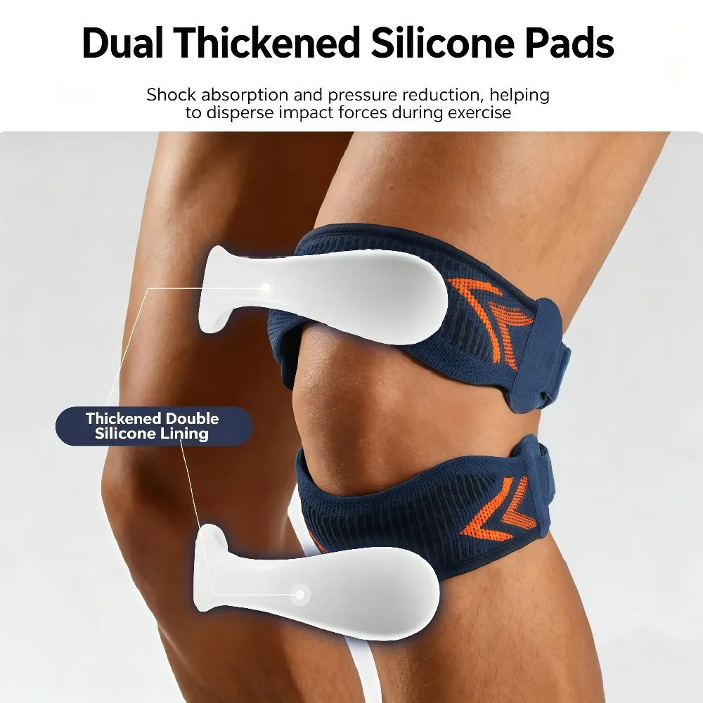 1-2Pcs Adjustable Patella Stabilizer Knee Brace with Gel Pads, Breathable Knee Support Strap,Men Women Running Basketball Soccer