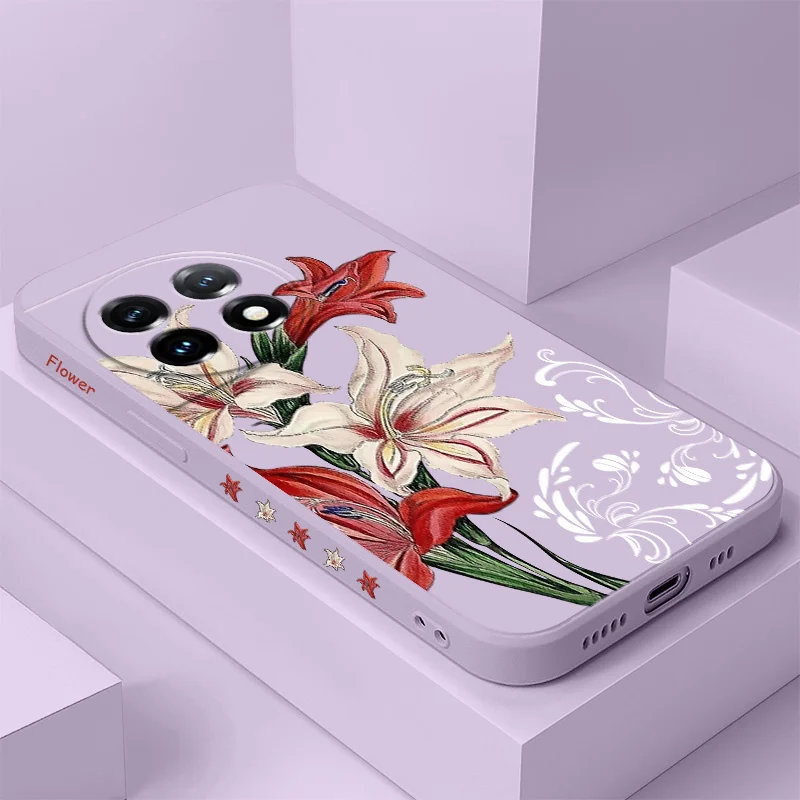 

Seductive Flower Phone Case For Oneplus 13 13R 12 12R 11 11R 10 10R 10T 9R 9RT 9 8T 8 7 7T Pro 5G Liquid Silicone Cover