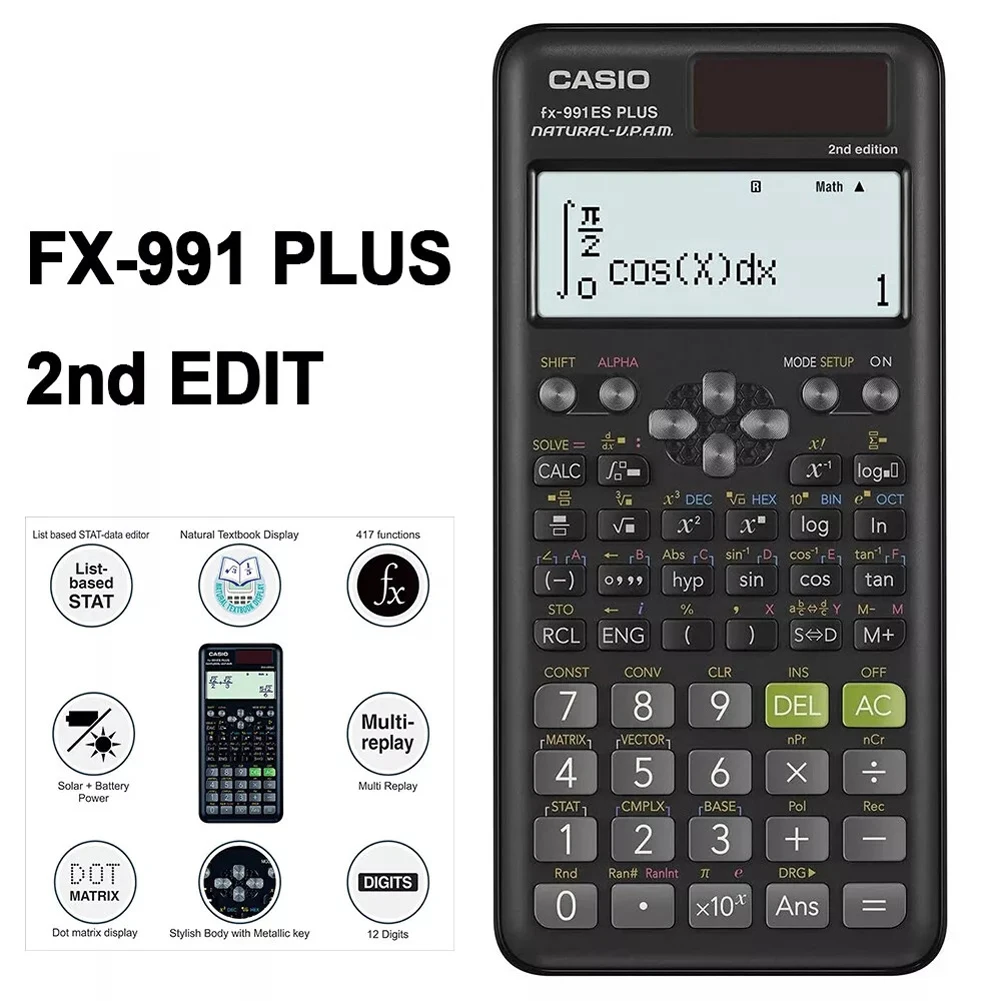 991EX Scientific Calculator Original Digital Large Display 696 Functions For High School University Solar Scientific Calculator