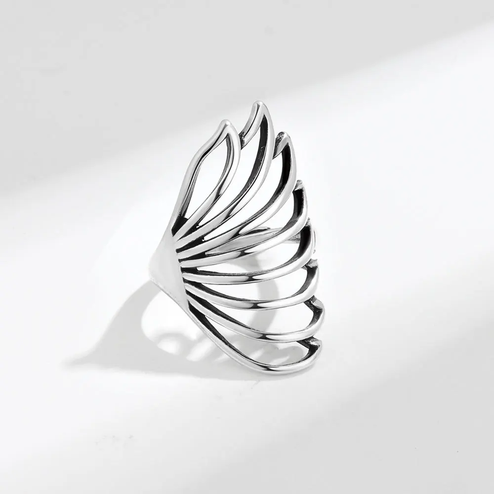 100% solide 925 Sterling Silber Schmetterling Blatt Ringe Für Frauen Einfache Trendy Retro Anillos Party Geschenke Zubehör