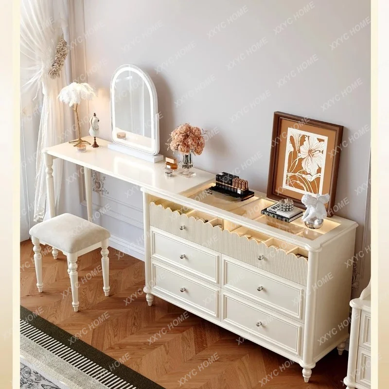 L solid wood dresser chest integrated bedroom cream wind bed end corner advanced sense