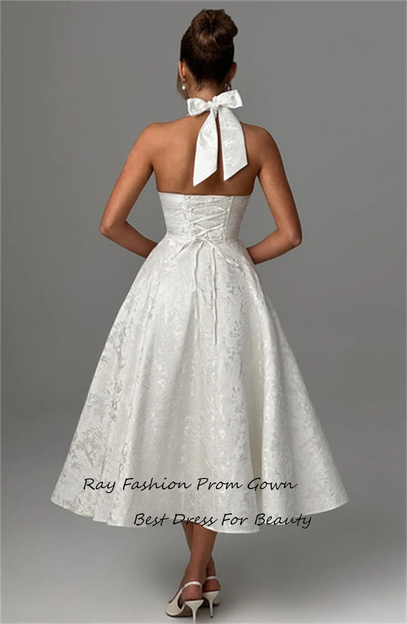 Ray Vintage Satin Homecoming Dresses Vestidos De Novia Halter A-line Cocktail Party Prom Gowns Ankle-length Customized New image 4