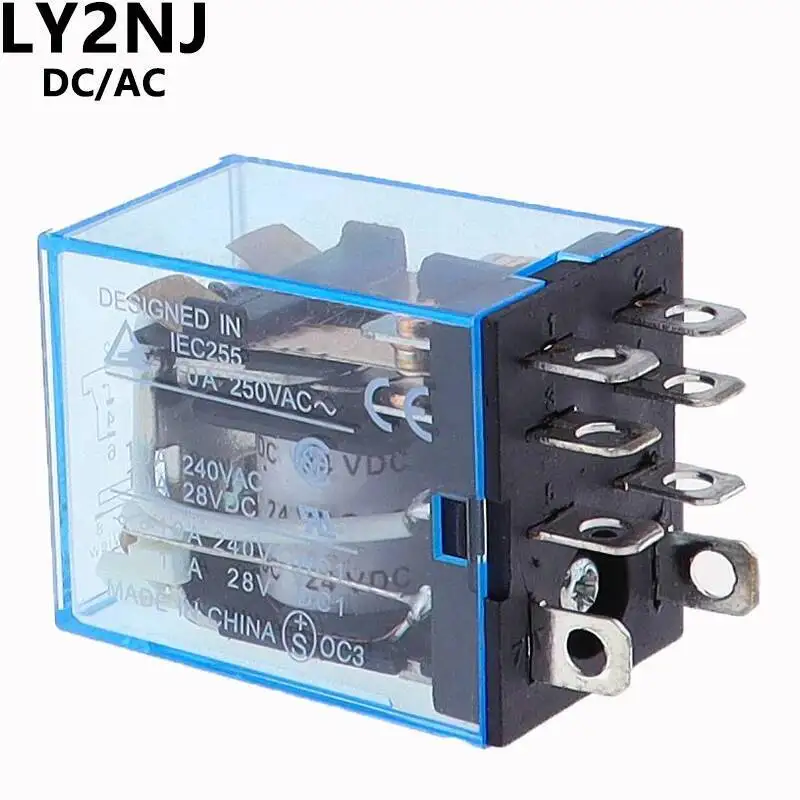 5PCS LY2NJ Coil Power AC/D 12V 24V 36V 48V 110V 220V 380V Car Auto Electronic Mini Micro Electromagnetic Relay Switch 8Pin