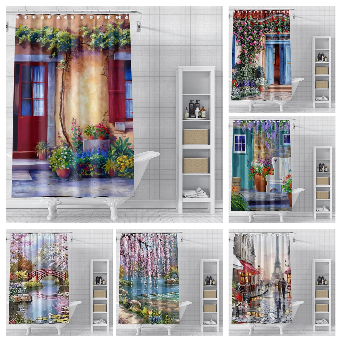 home shower curtains for bathroom Oil painting style waterproof fabric bathroom Curtains modern shower curtain 180x200 240x200