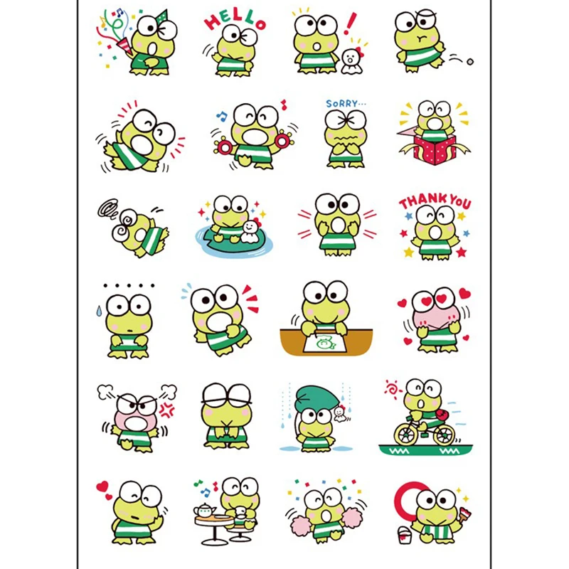 Sanrio keroppi kawaii desenhos animados adesivos diy criativo figura de ação dos desenhos animados material livro crianças como presentes