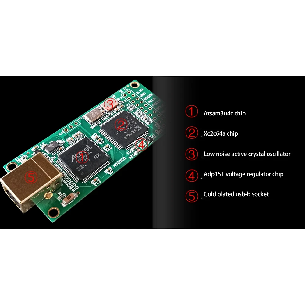 Amanero Combo384 Module DSD512/PCM384 32Bit for AK4497 ES9038 AK4493 Decoders (Standard Crystal)