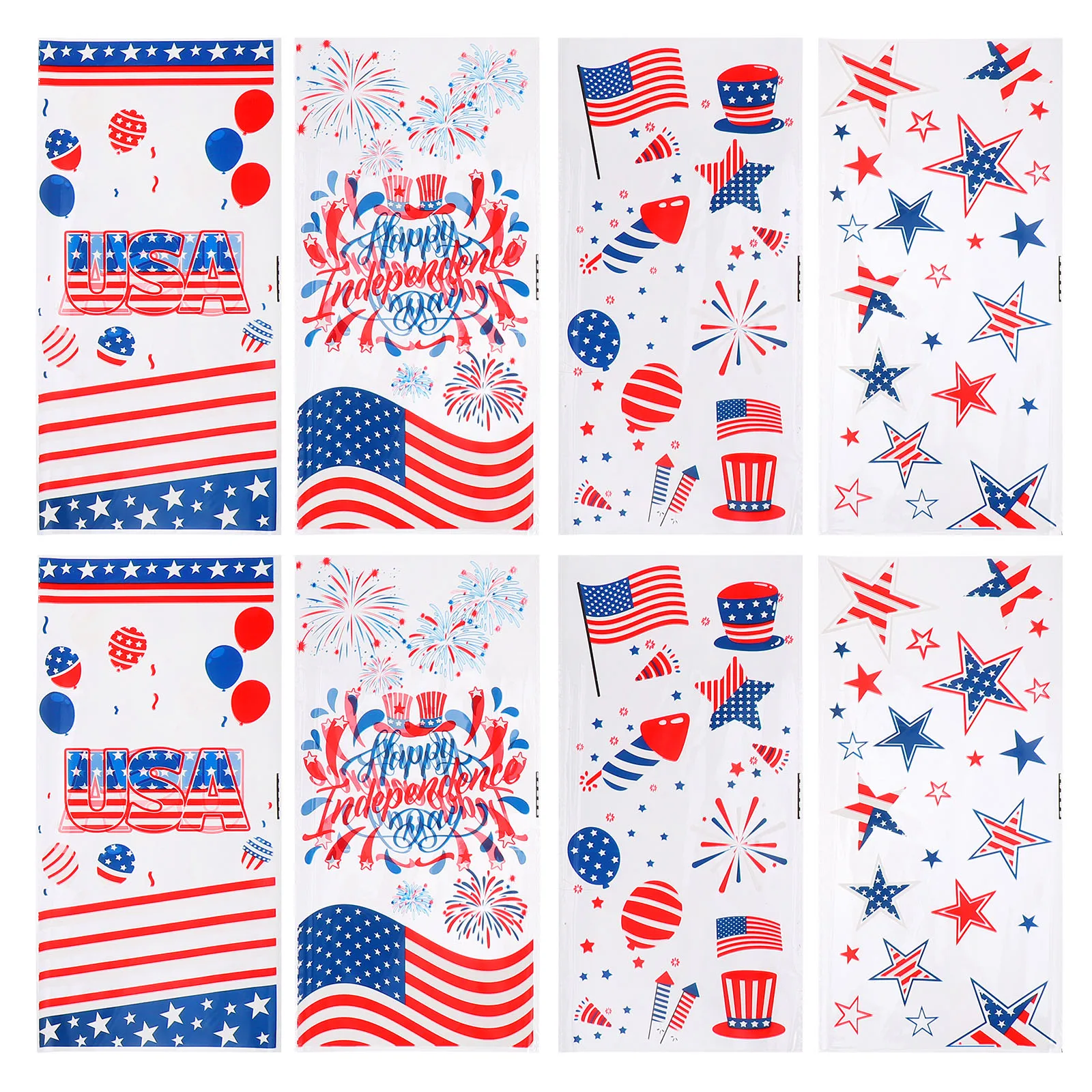 

100PCS Candy Clear OPP American Flag Print Party Favors Treat Snack Packaging Gift With Ties Holidays Celebrations Cookie Bags