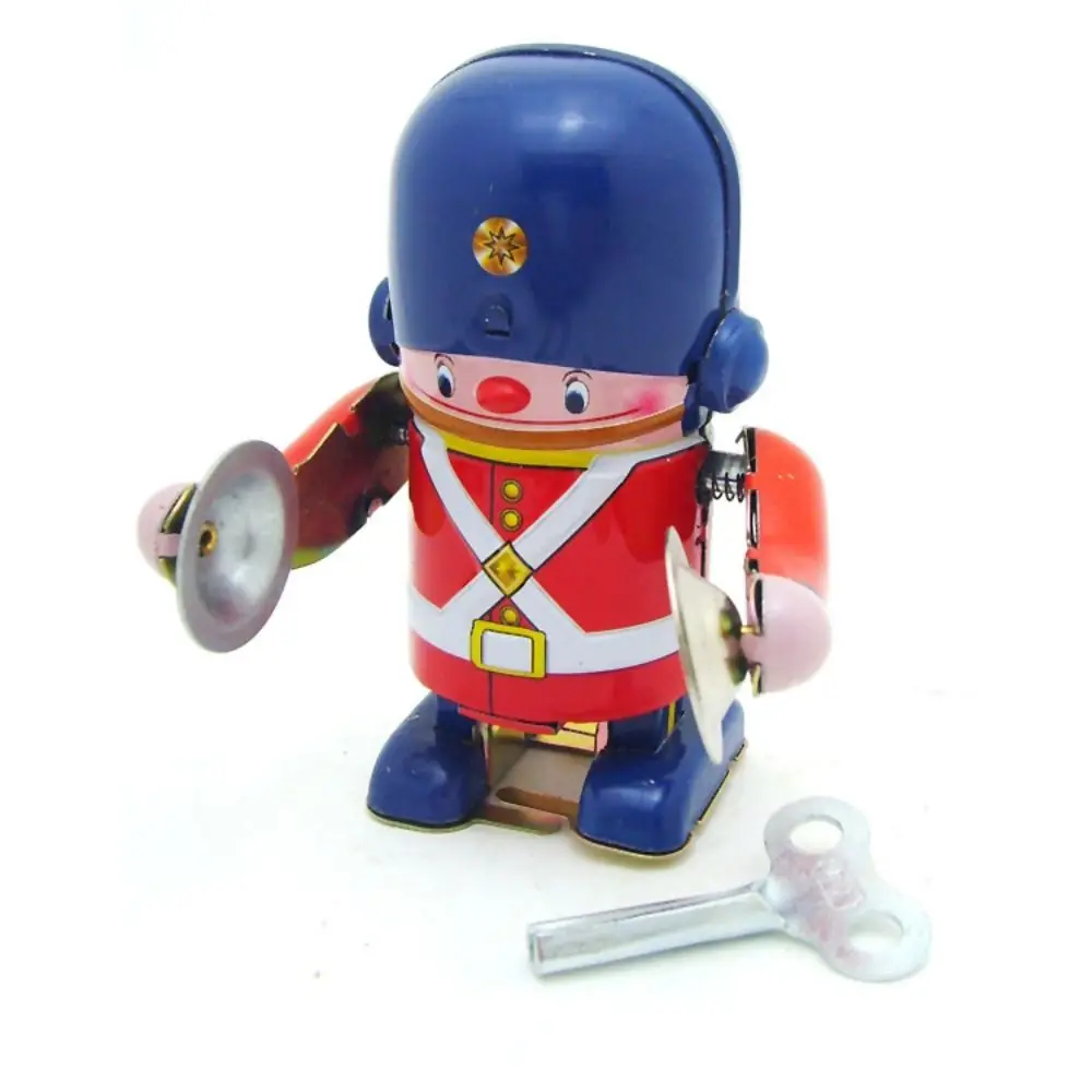 

Drumming Robot Wind Up Walking Robot Iron Metal Toy Figures Clockwork Walking Toy Fun Play Retro Style