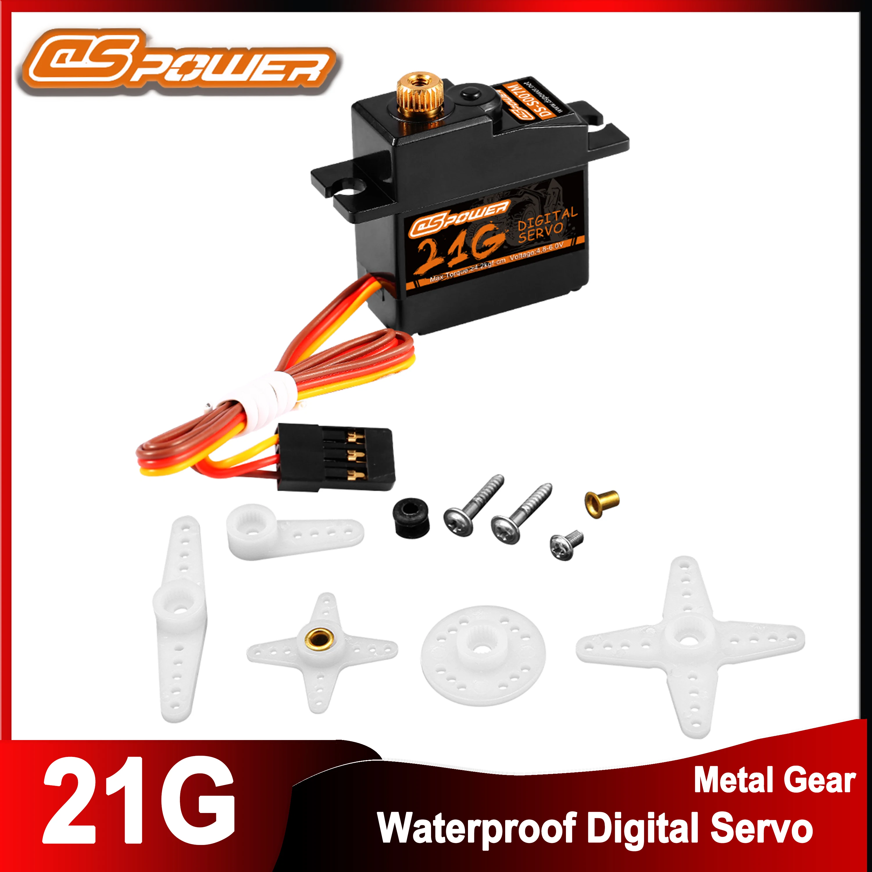 DSpower 21g Metal Gear Waterdichte Digitale Servo JR Plug Voor 1:12 1:14 1:16 1:18 RC Auto Crawler Vliegtuig helikopter Wltoys Speelgoed Robot