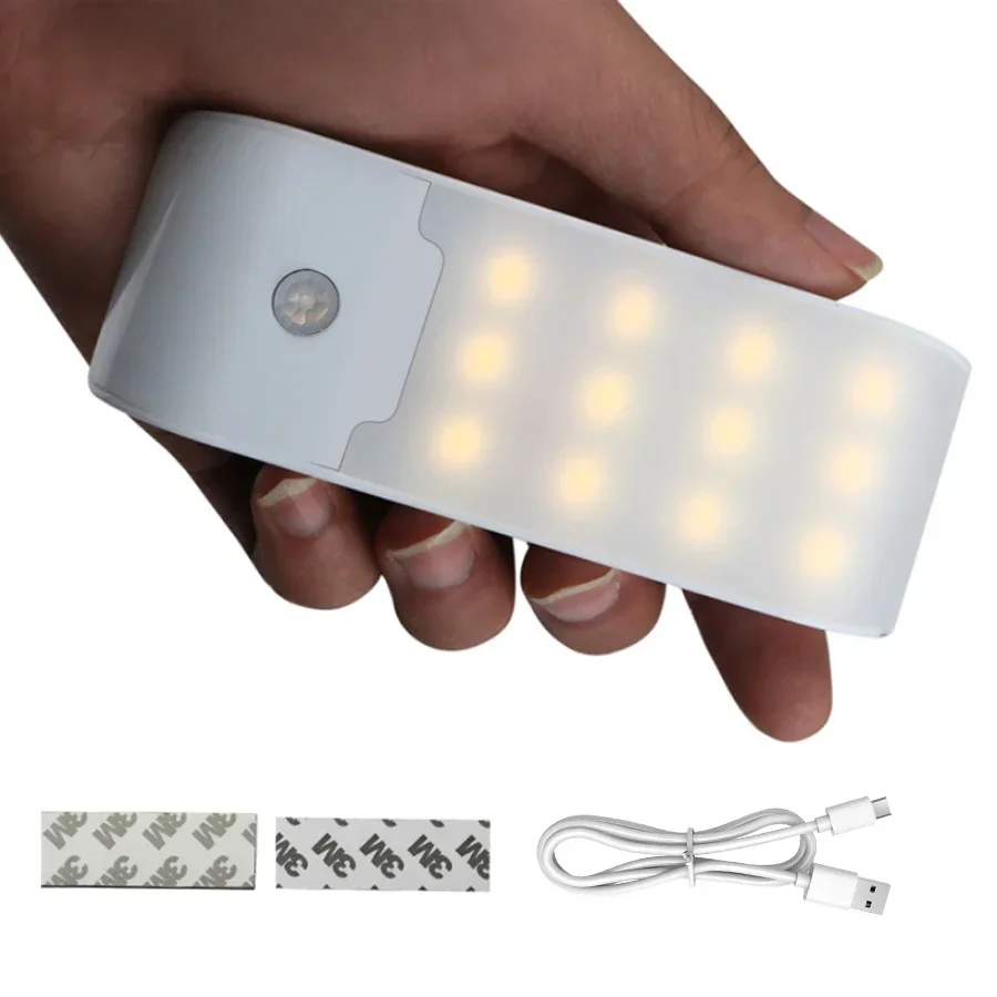 LED Long Terms Body Sensor Night Light 600mA White Light 12 Lamp Beads Rechargeable Model Cabinet Light Bedroom Bathroom