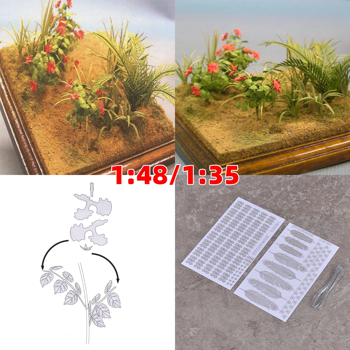 

Scale model kit Building plant flower cottonrose hibiscus plants sand table diorama models 1/32 1:35 1/48