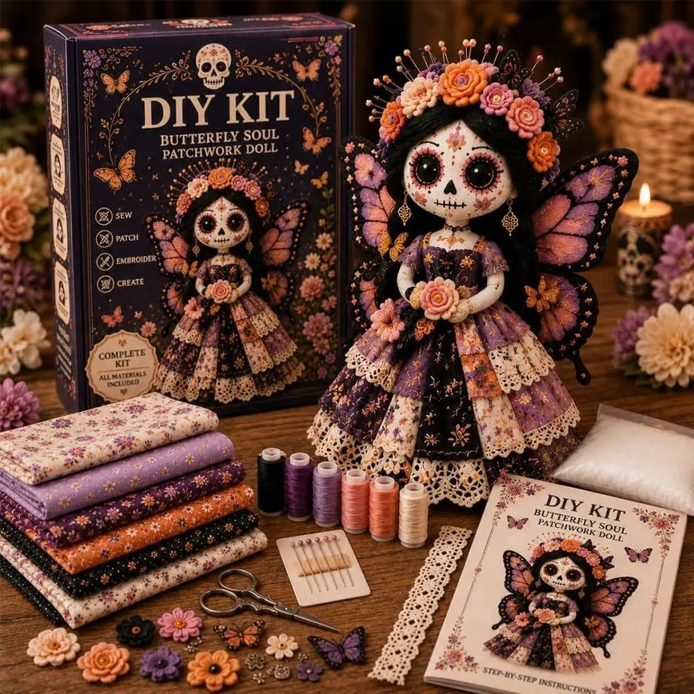 Halloween Theme Fabric Doll Craft Kit Handmade Step by Step Guide Handmade Doll Kit Stuffing Included Pre Cut Fabric