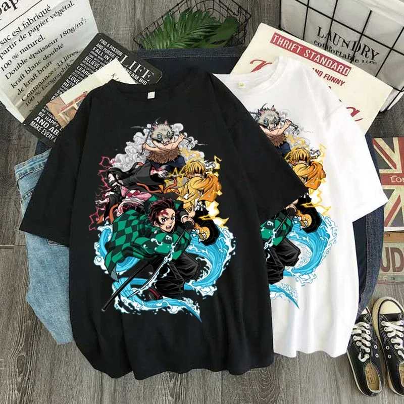 Kawaii Women T-shirts Anime Demon Slayer Short Sleeve T Shirt Women's Kimetsu No Yaiba Graphic Unisex y2k Tops Clothes