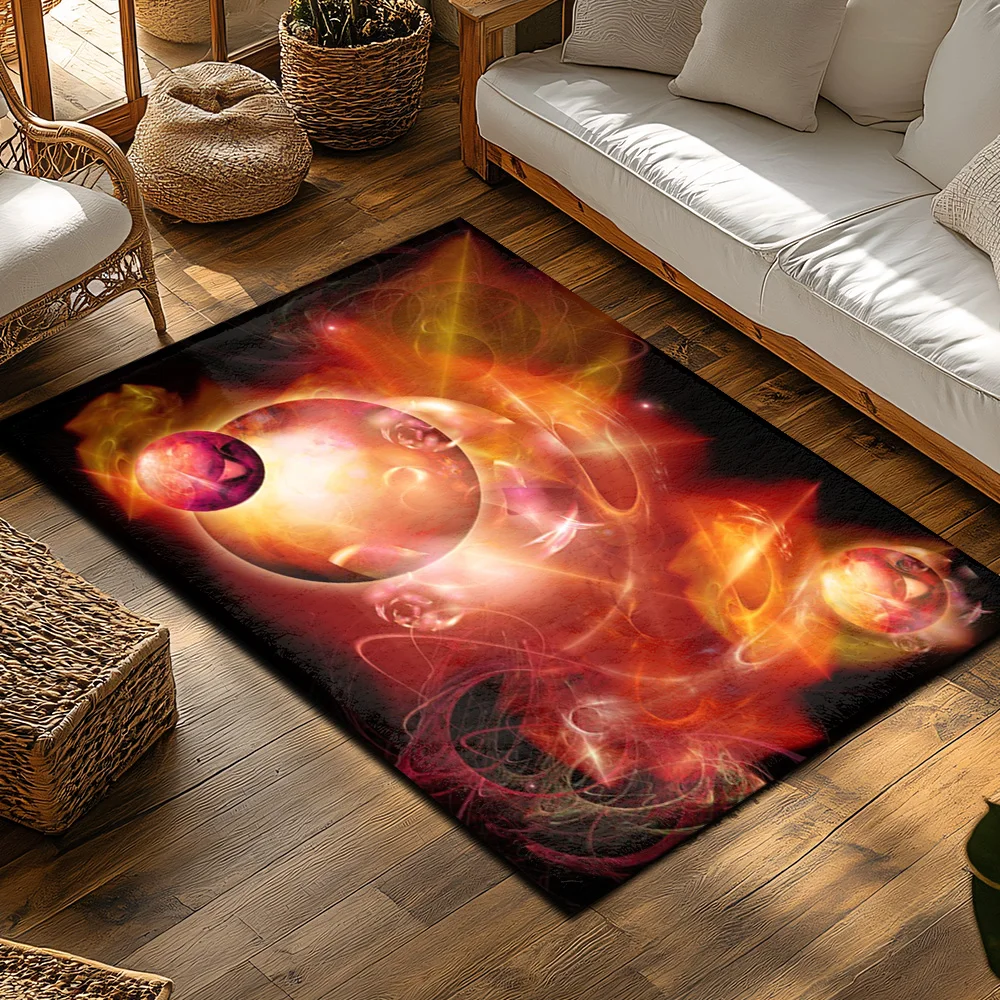 Tuniu 생생한 붉은 은하 공간 추상 영역 러그 미끄 - Galaxy Home Textiles 리뷰 및 가격