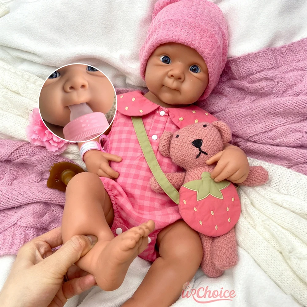 

Realistic 50cm Bettie Silicone Reborn Baby Girl Can Open Mouth Skin-Friendly Washable Newborn Doll Play Toy for Role Play