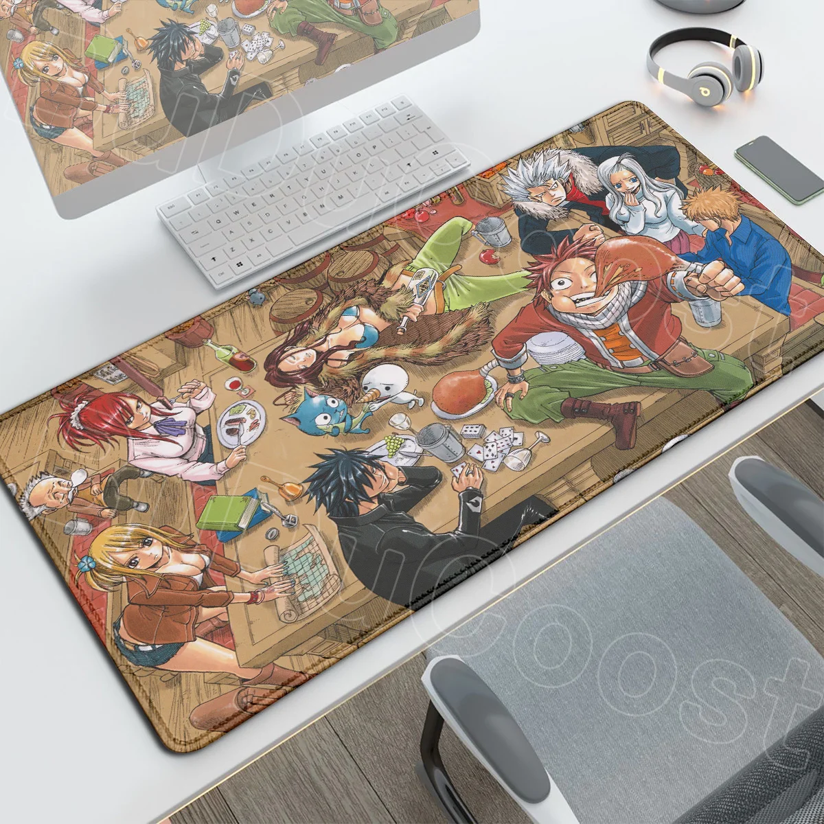 Anime Fairy Tail Erweitertes Mauspad, große Büro-Computer-Tastaturmatte, HD-Druck, Gummi-Desktop-Teppich, 900 x 400 mm, waschbarer Teppich – Detail 7