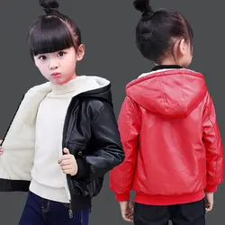 Children's Clothing Boys Leather Jacket 2024 Children's Leather Jacket Soft Leather Winter Jacket Pile Thickened Jacket Girls To