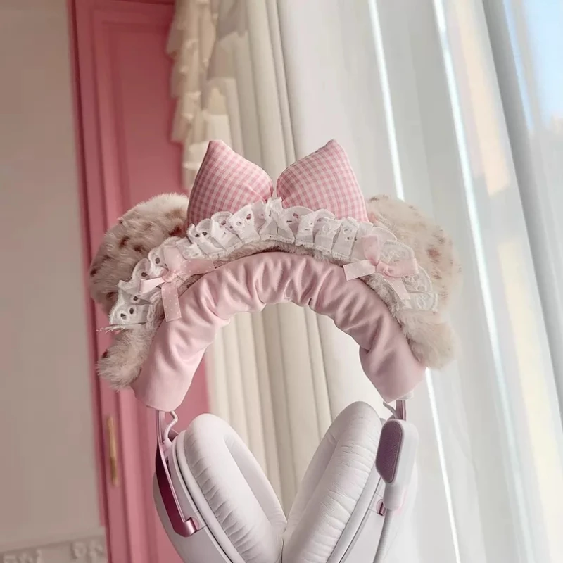 Ruffled Edge Lace Head Mounted Headphone Case Customization Cute Headphone Storage Rack Desktop Gaming Display Stand Accessories