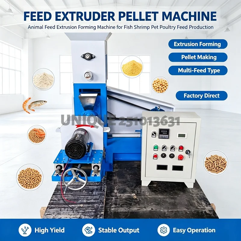 Animal Feed Food Pellet Mill Extruder Pet Dog Food Processing Line Floating Fish Feed with 6 Free Mold Making Machine