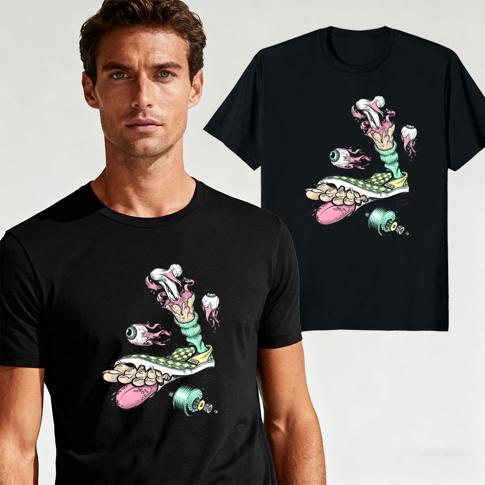 Skateboard Eyeball Bone Sneaker Monster Graphic Men Summer T Shirt Weird Street Horror Creative Short Sleeve Top