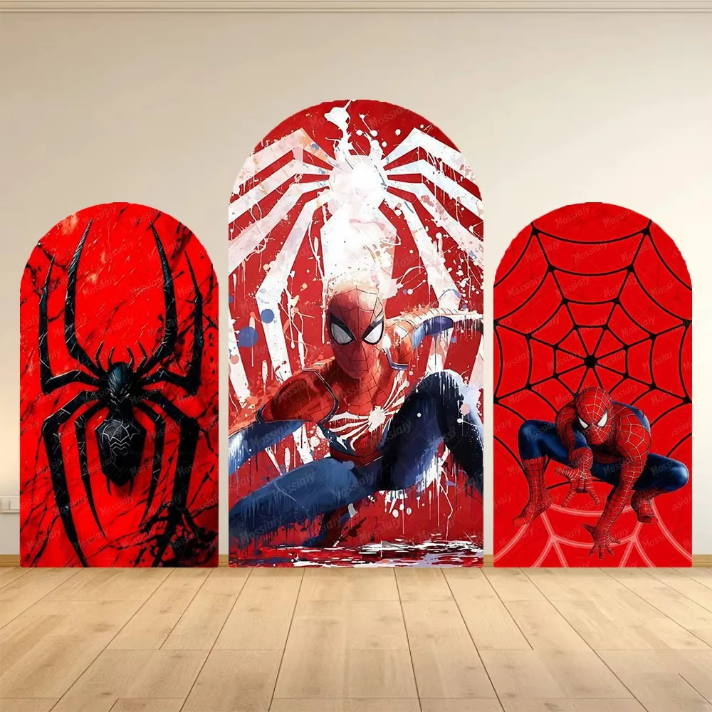 Superhero Spiderman Background Arch Cover Children Boy Birthday Party Baby Shower Decoration Elastic Fabric Photography Props
