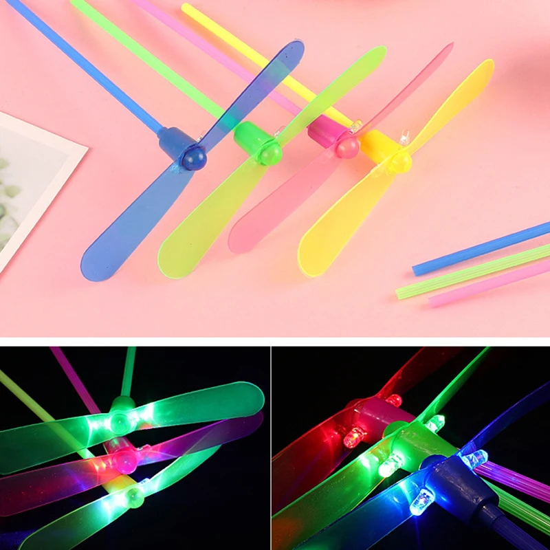 5Pcs Children's Toys Glowing Bamboo Dragonfly Fun Glitter Bamboo Dragonfly Flying Toys Party Light Up Glitter Toys Small Gift