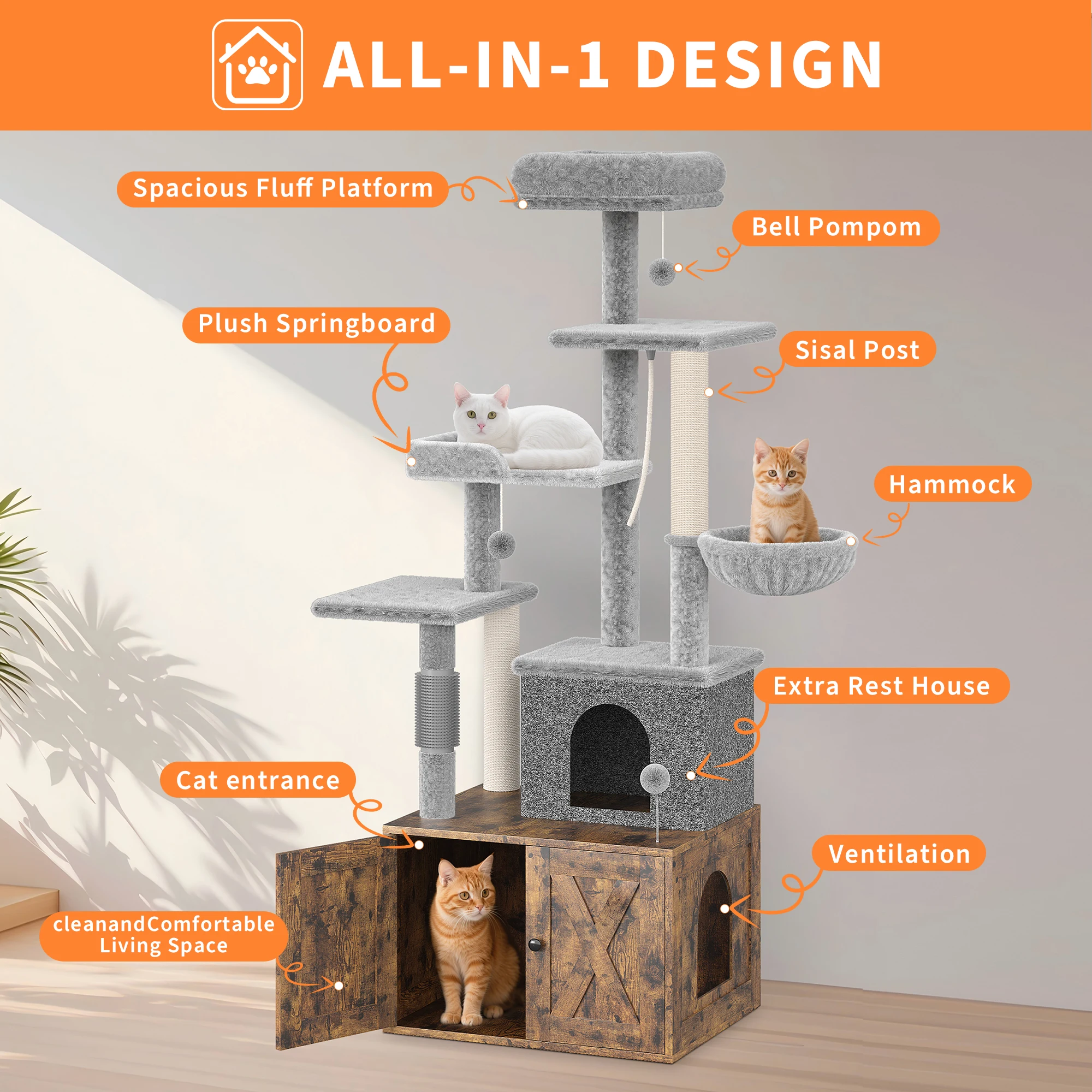 Árvore para gatos com 5 níveis - Interior Design Poster avaliação e preço