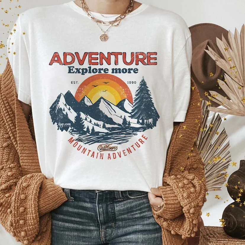 Adventure Mountain Vintage T-Shirt National Park Hiking Outdoor T Shirt Women Retro Tennessee Travel Shirt Hippie Boho Tops