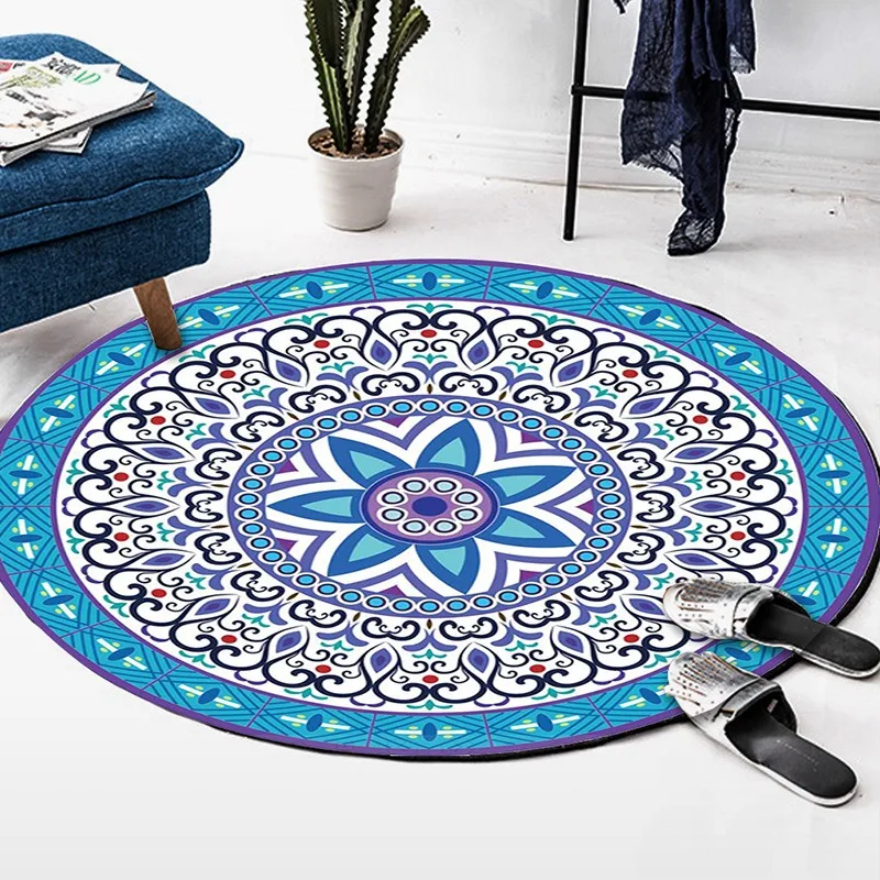Retro Ethnic Round Rug – Soft, Anti-Slip & Wear-Resistant Decorative Mat for Living Room