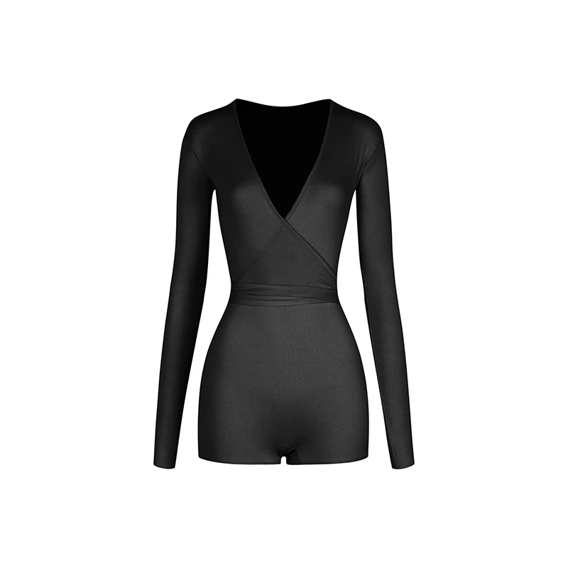 UK Latin Dance Set - Women's One-Wrap Tie Skirt & V-Neck Bodysuit with Sequin Tutu,Elegant Wrap Style Practice Outfit for Adults