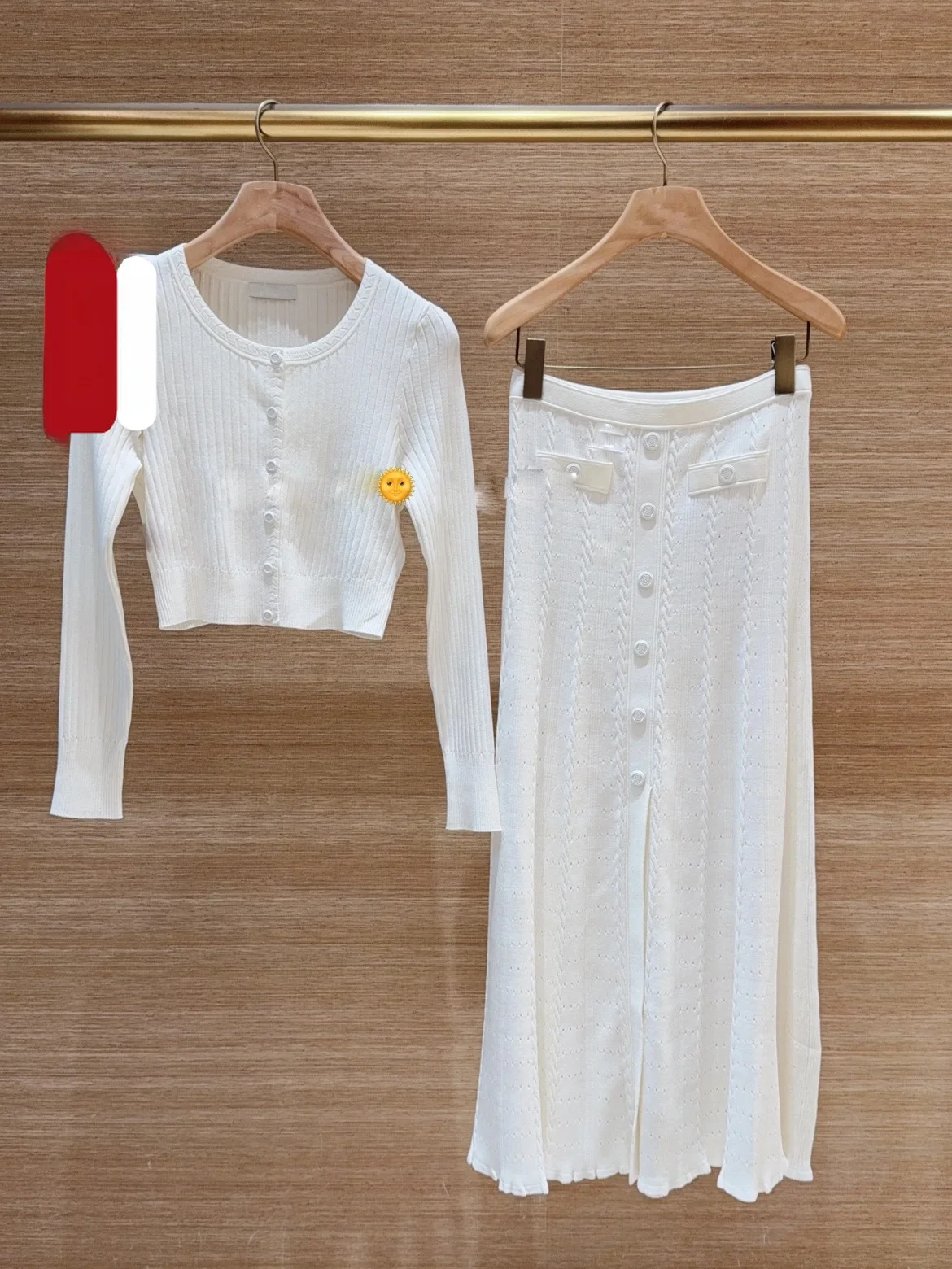 

Limited Time 70% off S Home 2025 Summer Vintage Knitted Cardigan Skirt Set Short Style round Neck Buttoning Long Sleeve Women...