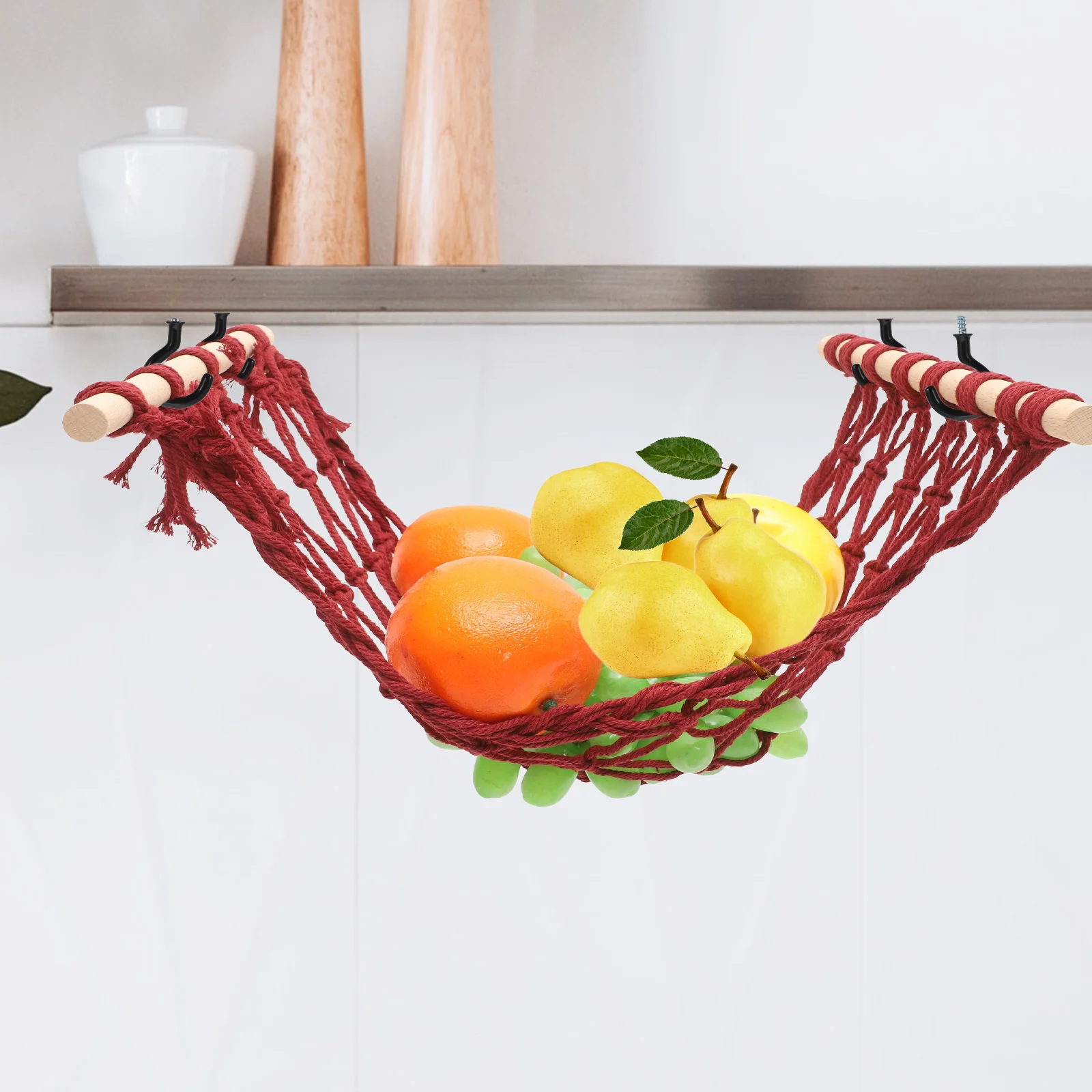 

Fruit Hanging Storage Vegetable Kitchen Hammock Home Decor Counter Space Saver Under Cabinet Veggies Evenly