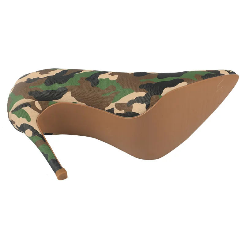 ハイヒール ポインテッドトゥ 迷彩柄 ダンスシューズ 11CM ラバーソール ダンスヒール アウトドア ダンスシューズ スリッポン