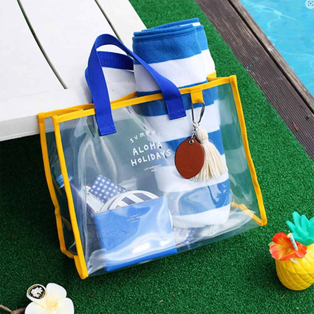 Transparent PVC hand swimming bag, portable clothing storage bag, fashionable beach bag, travel bag