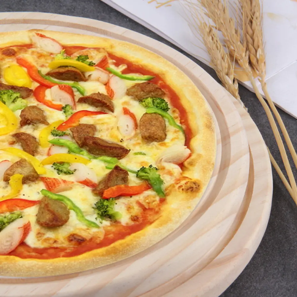 7 Inch Wooden Pizza Tray – Eco-Friendly Natural Serving Board for Pizza, Steak, Bread, Home & Restaurant Use