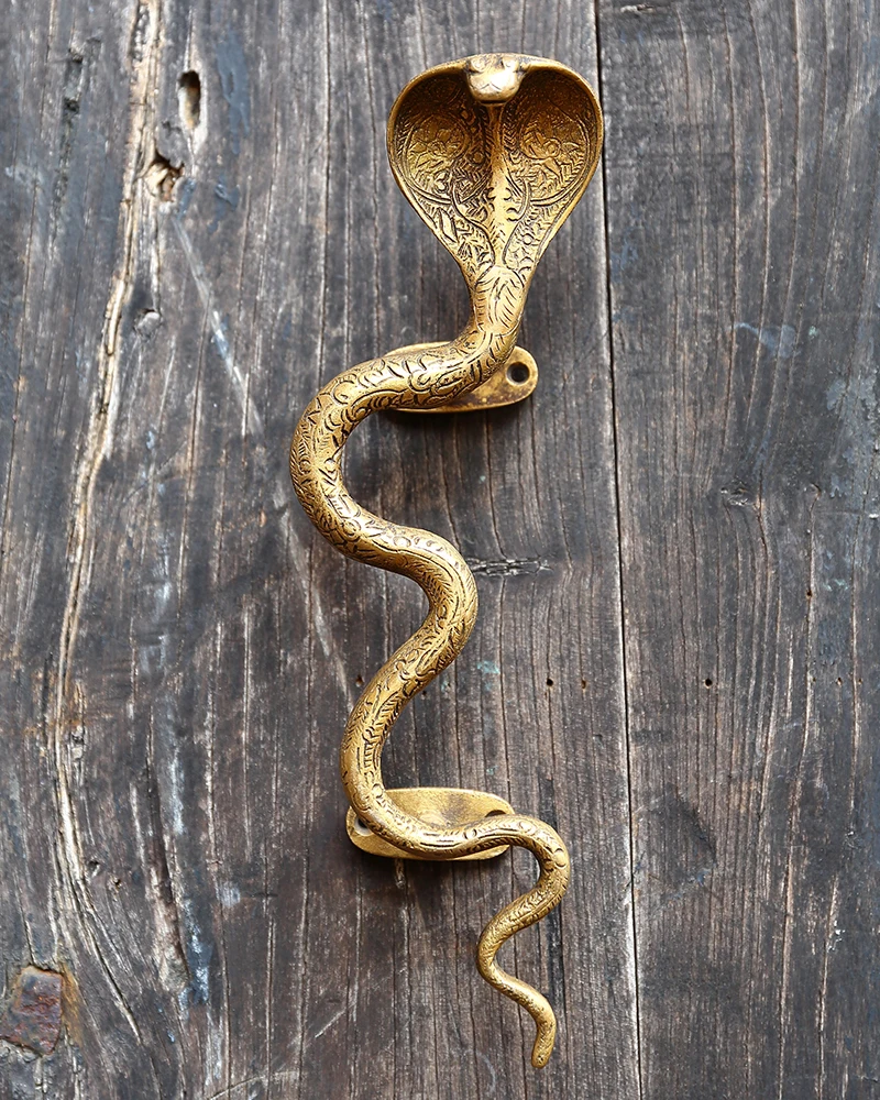 Brass Snake Cobra Door Pulls Cabinet Handles Bronze Antique Indian Decor
