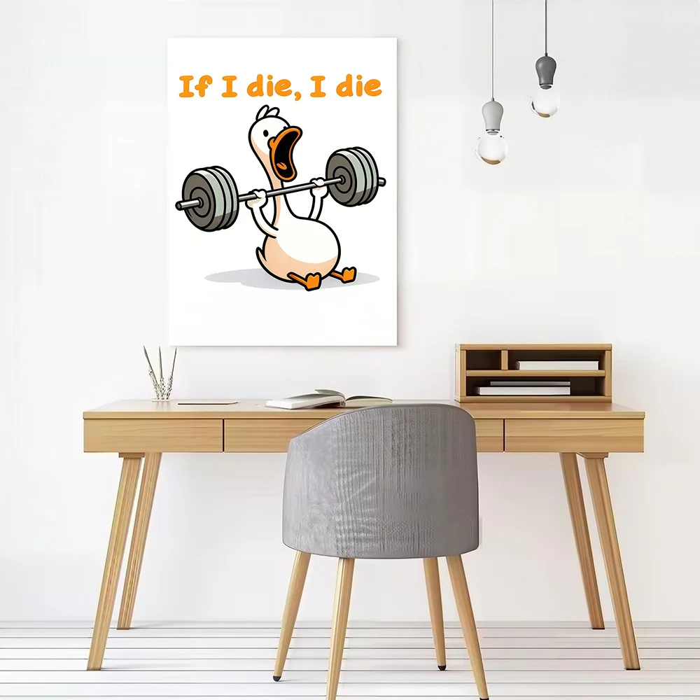 Funny Duck Lifting Weights Canvas Wall Art Poster Custom Wall Paintings Personalized Photo Printing for Bedroom Decoration Room