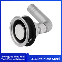 Marine Boat Crooked GAS Fuel Tank Air Vent Stainless Steel 316 Flush Mount Thru Hull Tank Vent Mounting Gasket Hardware