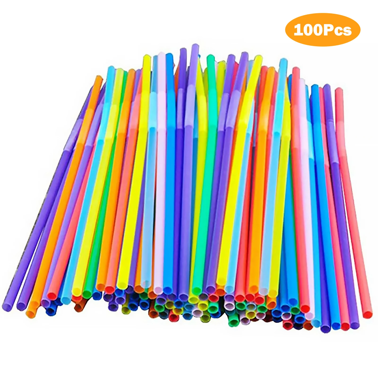 100-1500PCS Colorful&Black Flexible Plastic Drinking Straws Milk Tea Bar Party Wedding Kitchen Beverage Straw Home Accessories