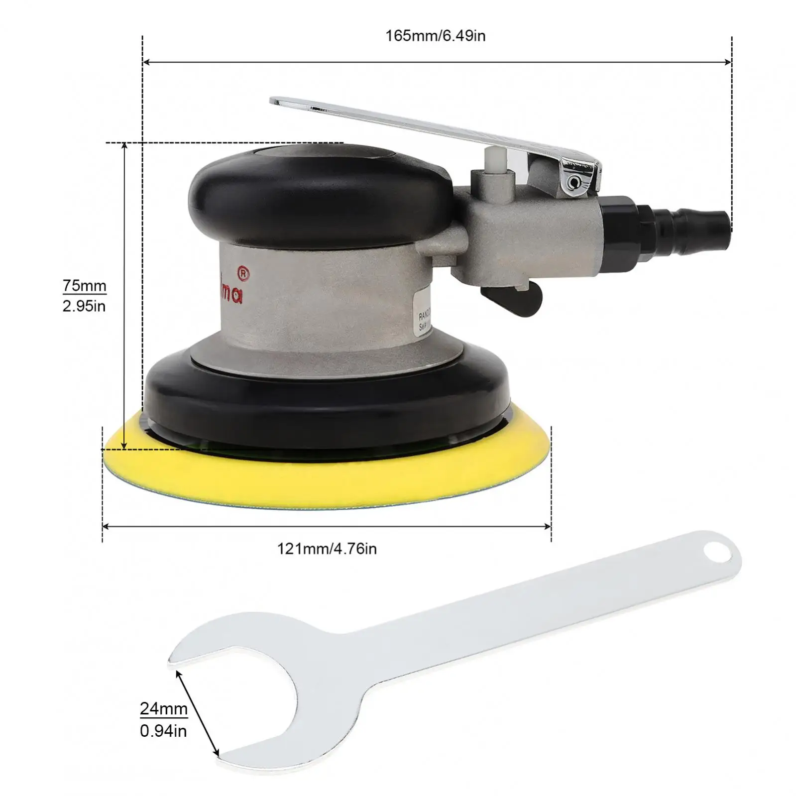 Levigatrice pneumatica circolare per levigatura PSA in vinile non vuoto a impulsi da 5 pollici Levigatrice ad aria orbitale casuale Rettificatrice lucida